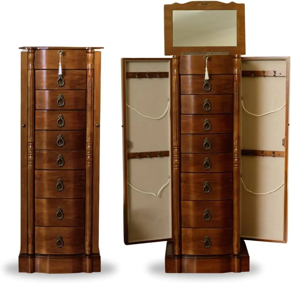 Robyn Locking Jewelry Armoire, Walnut