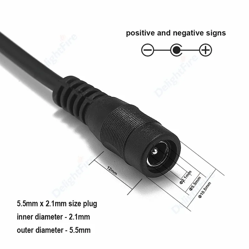 5.5 2.1mm DC Power Pigtail Cable Wire 20 22 AWG Female Male Jack Connector Wire for CCTV Camera LED Light Strip Power Adapter