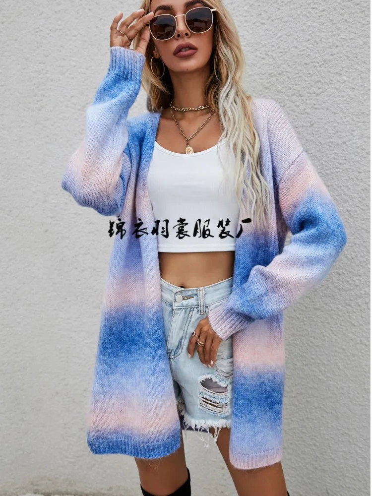 Sexy V Neck Long Sleeve Sweater Outerwear Office Lady Autumn Winter Fashion Elegant Print Knitted Sweater For Women 2023 Coat