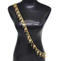 Gold Plated Moon Pendant Tassel Shoulder Chain Body Jewelry Fashion Thai India Ethnic Costumes Dress Statement Body Accessories