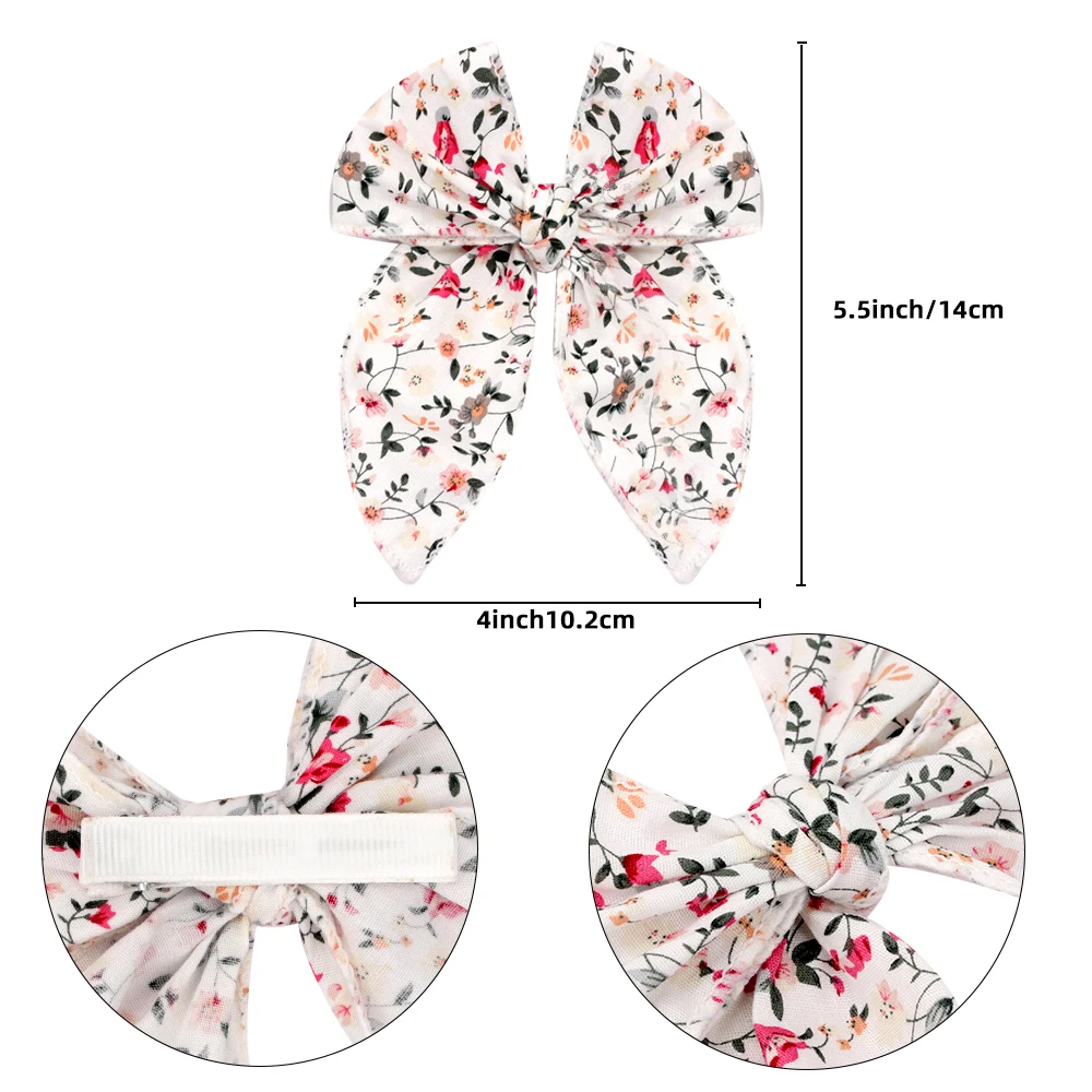 Elegant Floral Cotton Hair Bow Spring Hair Clip Fashion Print Hair Barrette For Women Girls Sweet Hairclip Hair Grip Accessories