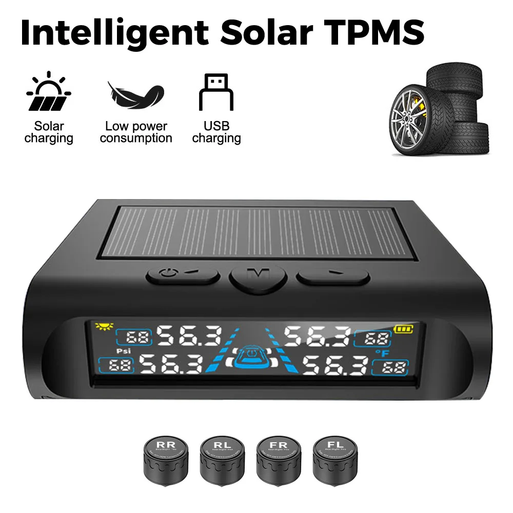 ​Auto Security Alarm Systems USB / Solar TPMS Car Tire Pressure Monitoring System Tyre Temperature Monitor Digital Display T21