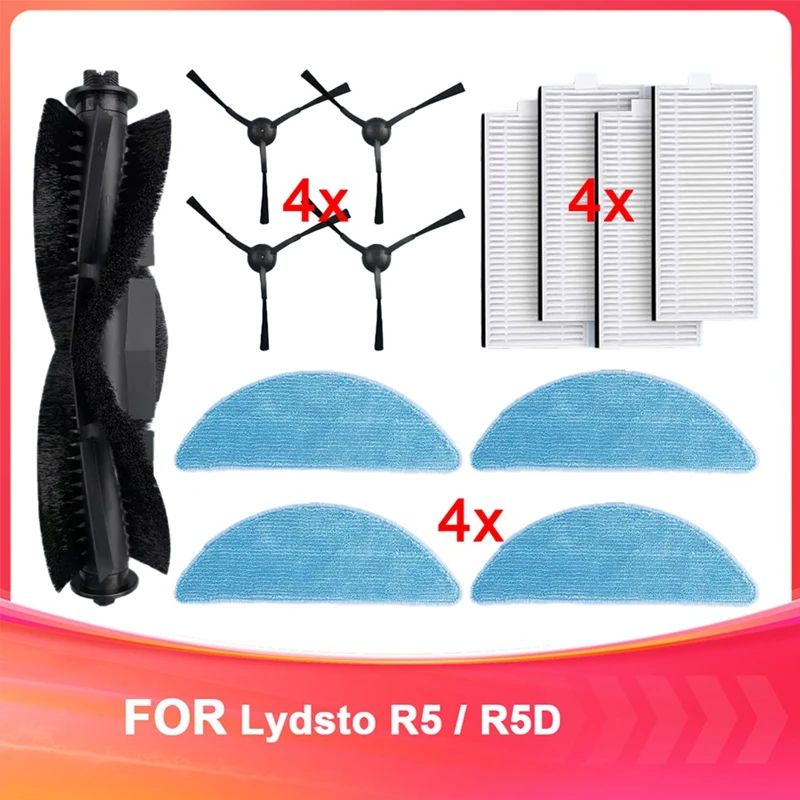 HOT！-Compatible For Lydsto R5 / R5D Spare Parts Main Side Brush Hepa Filter Mop Cloth Dust Bag Accessories Consumables