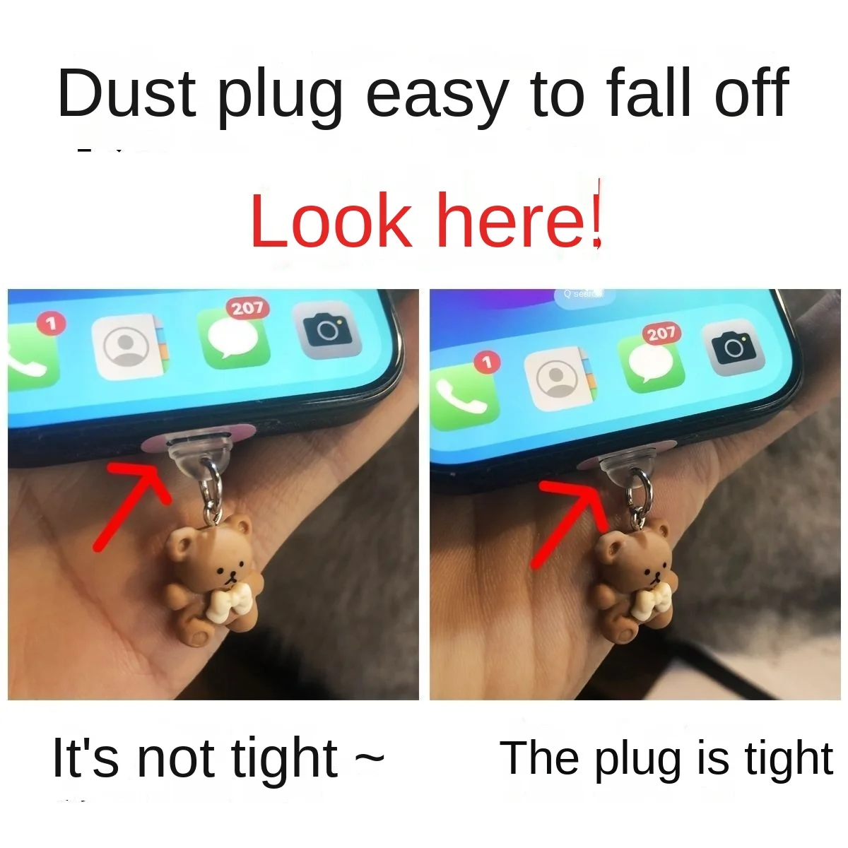 Cute rabbit Dust Plug Phone Charge Port Plug For iPhone For Airpods Type C Dust Protection Stopper Pendant Couple Gift ﻿