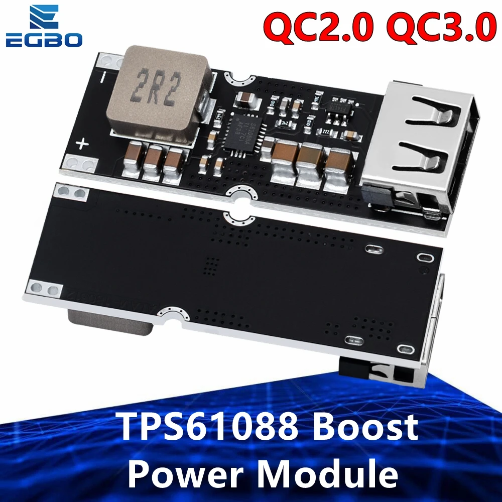 Leistung Einzelzellen-Lithiumbatterie-Boost-Leistungsmodulplatine: 3,7 V/4,2 V Eingang, Schnellladung für Mobiltelefone QC2.0/QC3.0 TPS61088