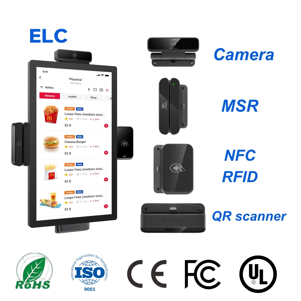 Touch Screen Restaurant Pos System Kiosk 24 Inch Desktop Tablet Portable Monitor Screen Smart Android 14 Self-service Kiosk view 2