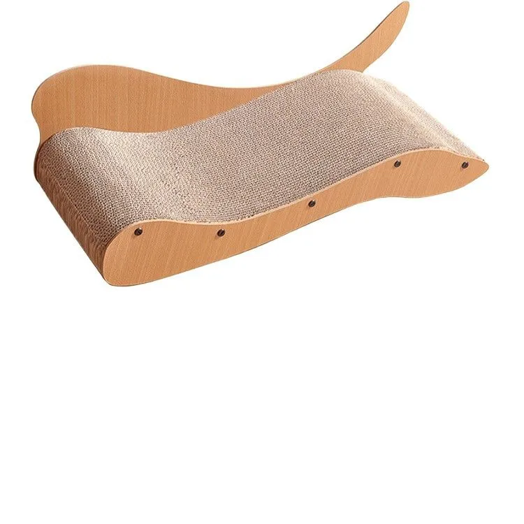 Cama y rascador tipo chaise longue de cartón para gatos interior