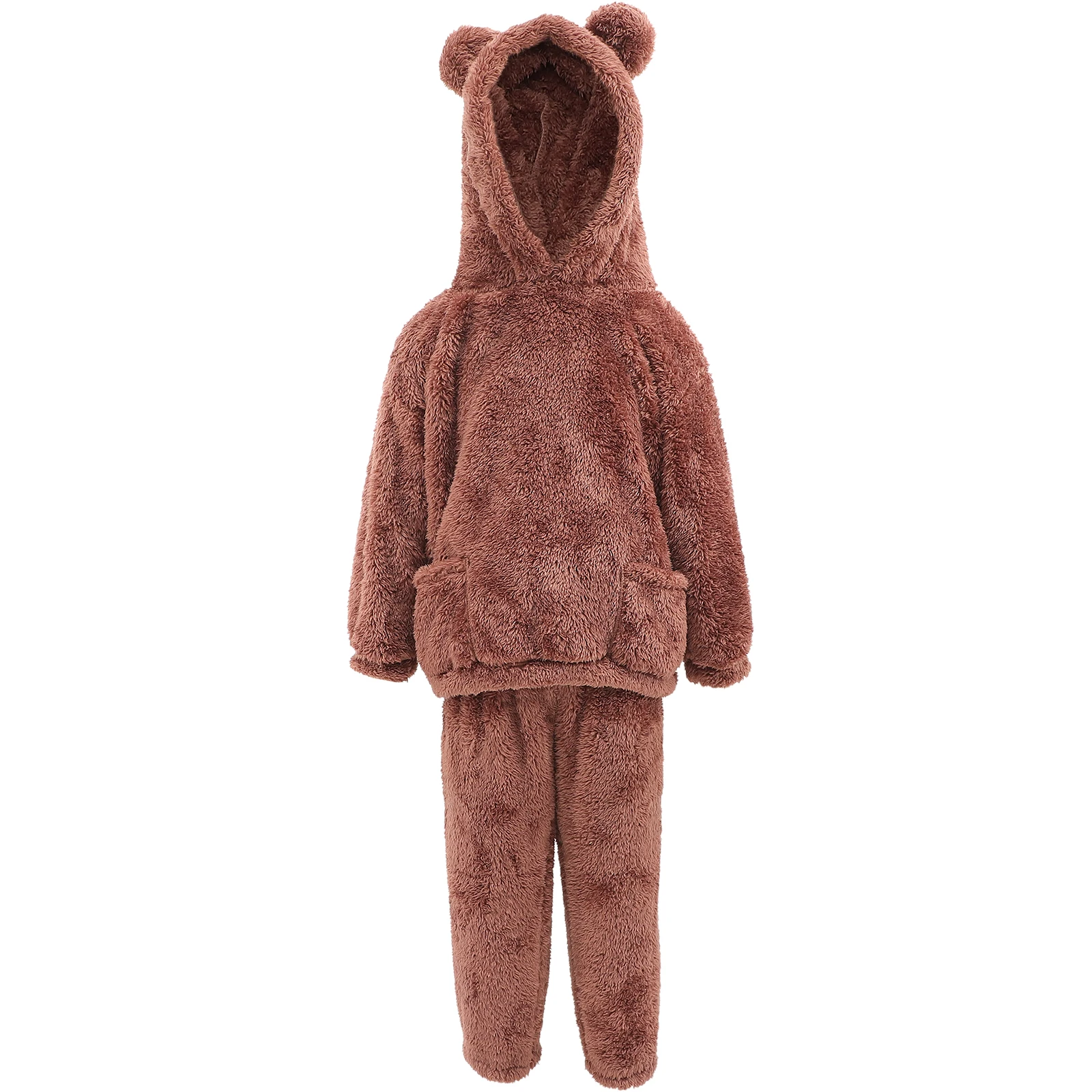 

1 set Bear Suit Fleece Pajamas Kids Boys Girls Sleepwear Warm Winter Clothes Coral Soft Toddler Pajamas Stylish Non Irritating