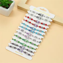 12 Pieces Of Vintage Alloy Colored Owl Crystal Bracelet Fashionable and Adjustable Friendship Bracelet Set For Men and Women