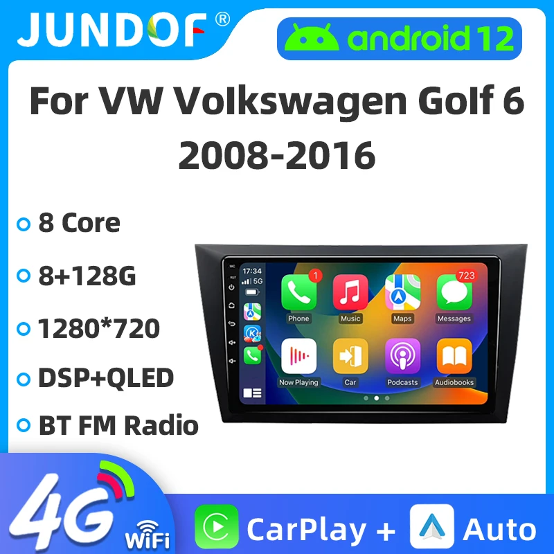 

Wireless Carplay GPS Navi for VW Volkswagen Golf 6 2008-2016 Android Car Radio Multimedia Video Player BT Stereo RDS 4G DSP 2din