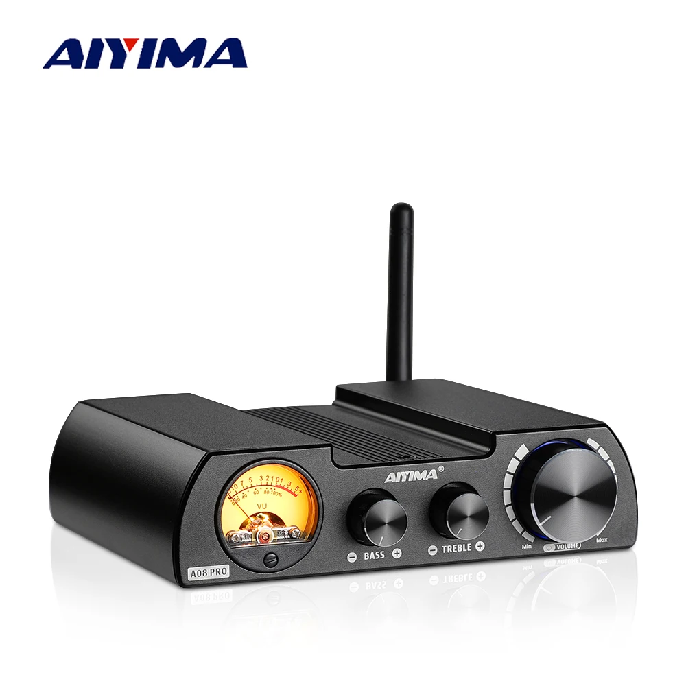 AIYIMA オーディオ A08 プロアンプ TPA3255 300 ワット Bluetooth QCC5125 APTX ステレオレシーバーデジタルアンプ VU メーター低音高音コントロール