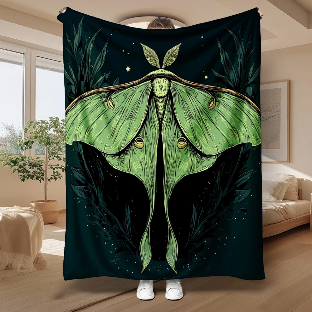 Luna Moth Art, Nature Lover Gift, Soft Blanket, Green Insect Design, Home Decor, Cozy Multi-Purpose Throw