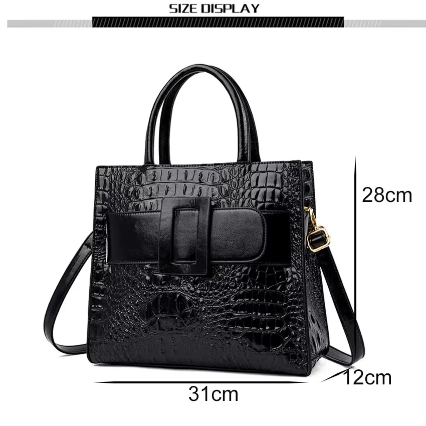 Skórzana torebka ze wzorem krokodyla Luksusowa projektantka damska torba na ramię typu crossbody Wysokiej jakości retro nowe luksusowe torebki z paskiem — zdjęcie 6