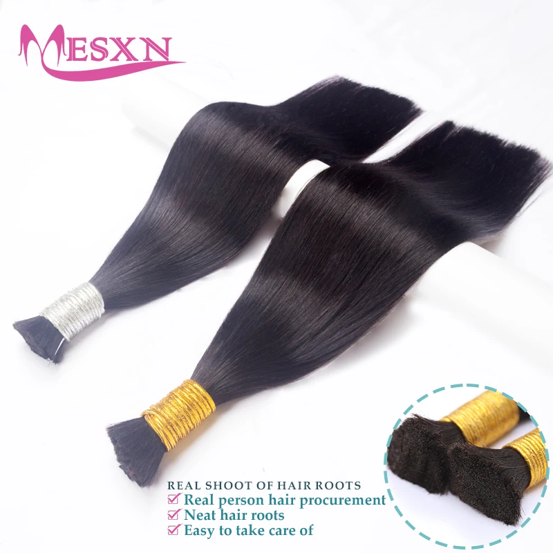 Mesxn Hoge Kwaliteit Bulk Hair Extensions Menselijk Haar Echt Natuurlijk Haar Zwart Bruin Blond 613 Kleur Verdikking Van Wortels Voor Salon