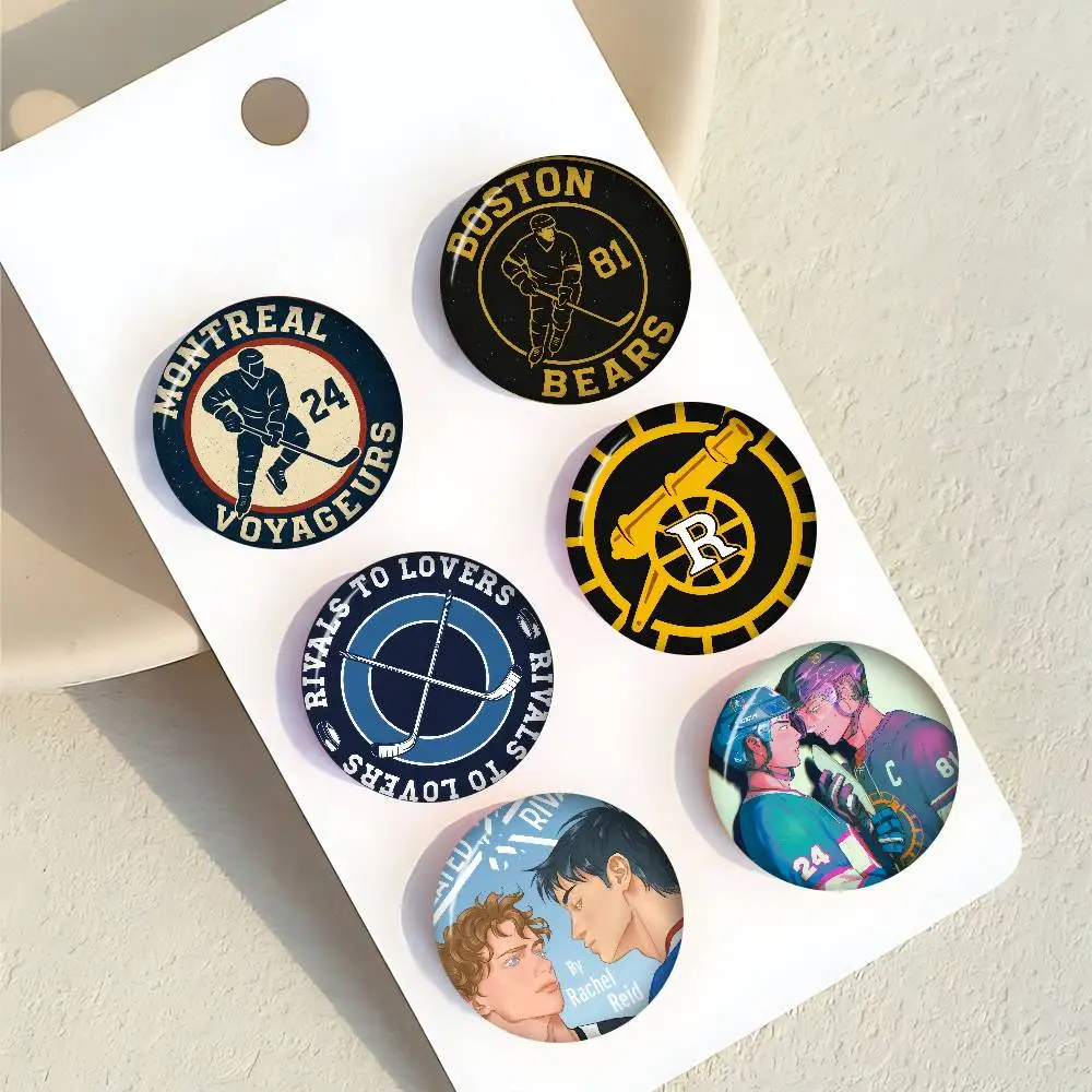 Anime H-heateds logo R-rivalrys  Brooches Anime Badge Round Handmade Brooch Lapel Pins Jewelry For Backpack Clothes Gifts