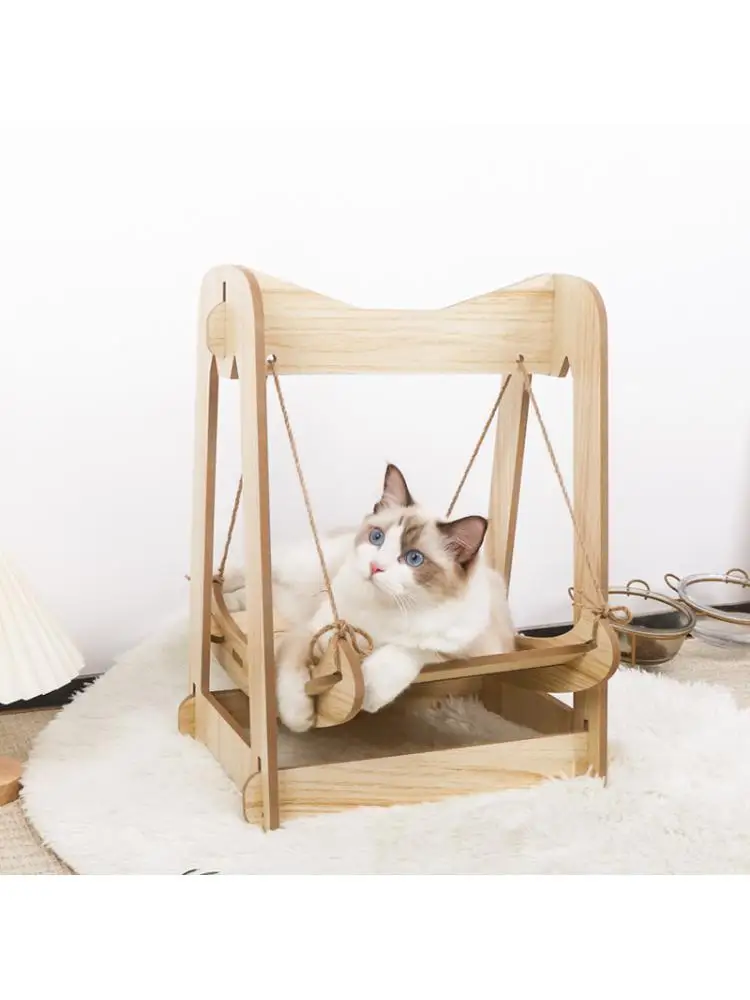 

Wooden Bed Shaker Cat Supplies Double-layer Anti-rollover Swing Hanging Nest Hanging Pet Hammock