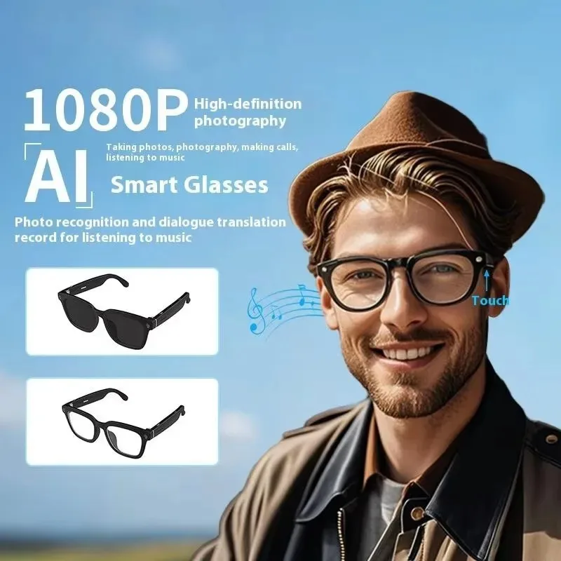 

AI Smart Translator Glasses 5MP HD Camera Mini 1080P Video Recorder Sunglasses Real-Time Translation Wireless BT Headset