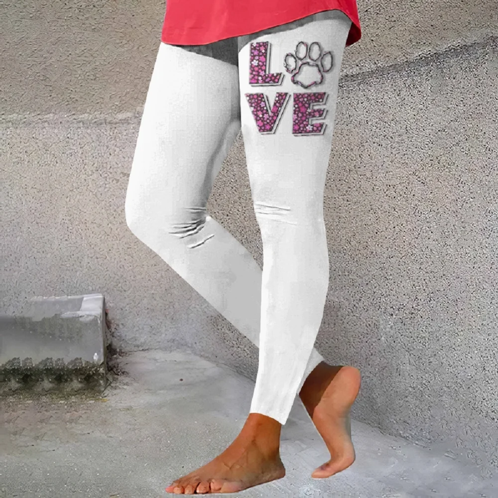 

Women Vintage Love Print Leggings Stretchy Workout Leggings Slim Tights Sexy Fashion Yoga Pants Trendy Cool Trousers Gift