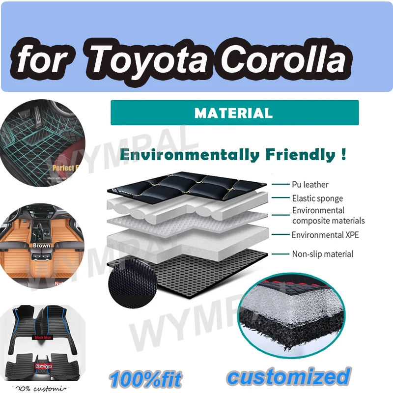 

LUXURY Car Floor Mats For Toyota Corolla 12th Gen. Hybrid 2019-2023 20 21 22 Custom Foot Pads Auto Carpet Cover Interior