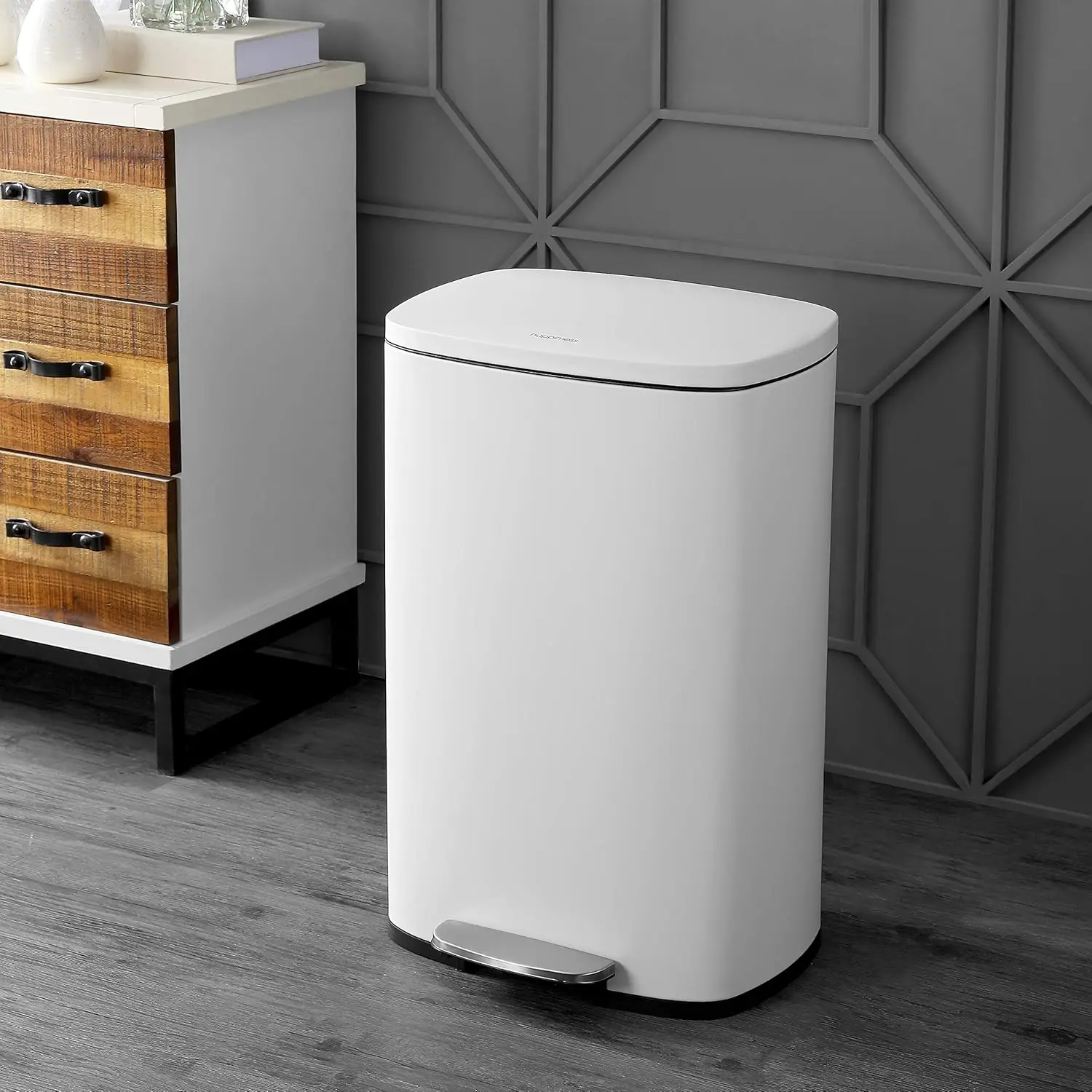 

HPM1006C Rectangular Trash Can with Soft-Close Lid and Free Mini Trash Can, Modern Fingerprint Proof for Home, Kitchen