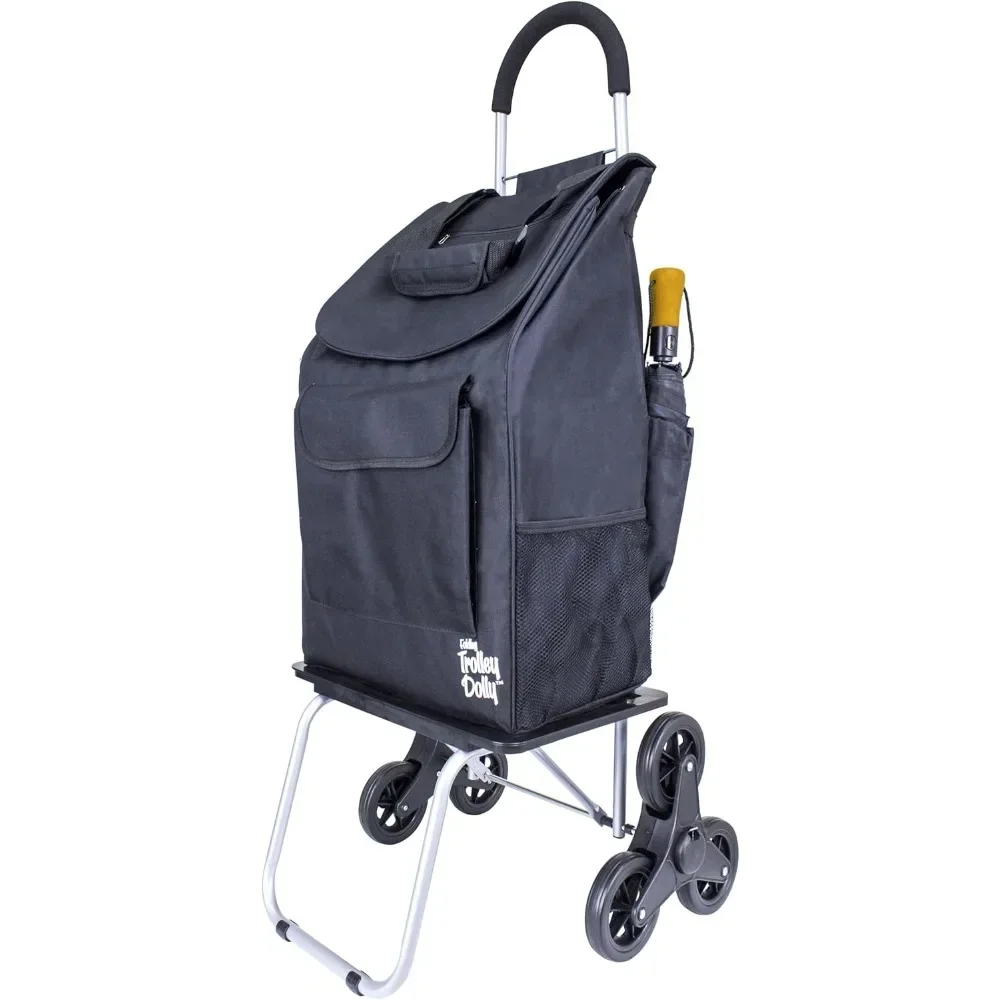 

#For Stair Climber Bigger Trolley Dolly, Black Grocery Shopping Foldable Cart Condo Apartment 44 Inch&