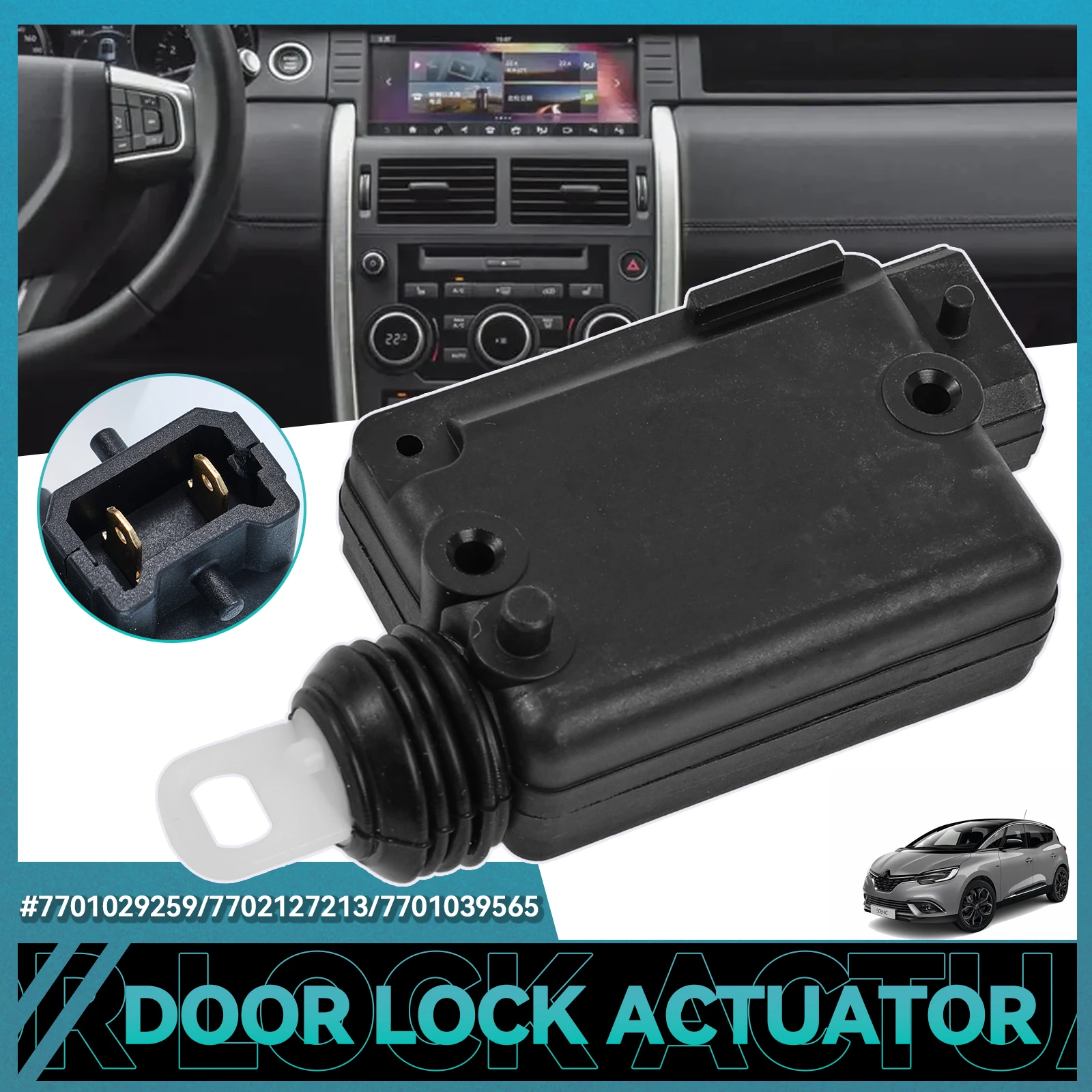 2 Pins Actuator Central Locking Motor Door Lock Replacement for Renault CLIO I II MEGANE SCENIC 7702127213 7702127962 7701029259