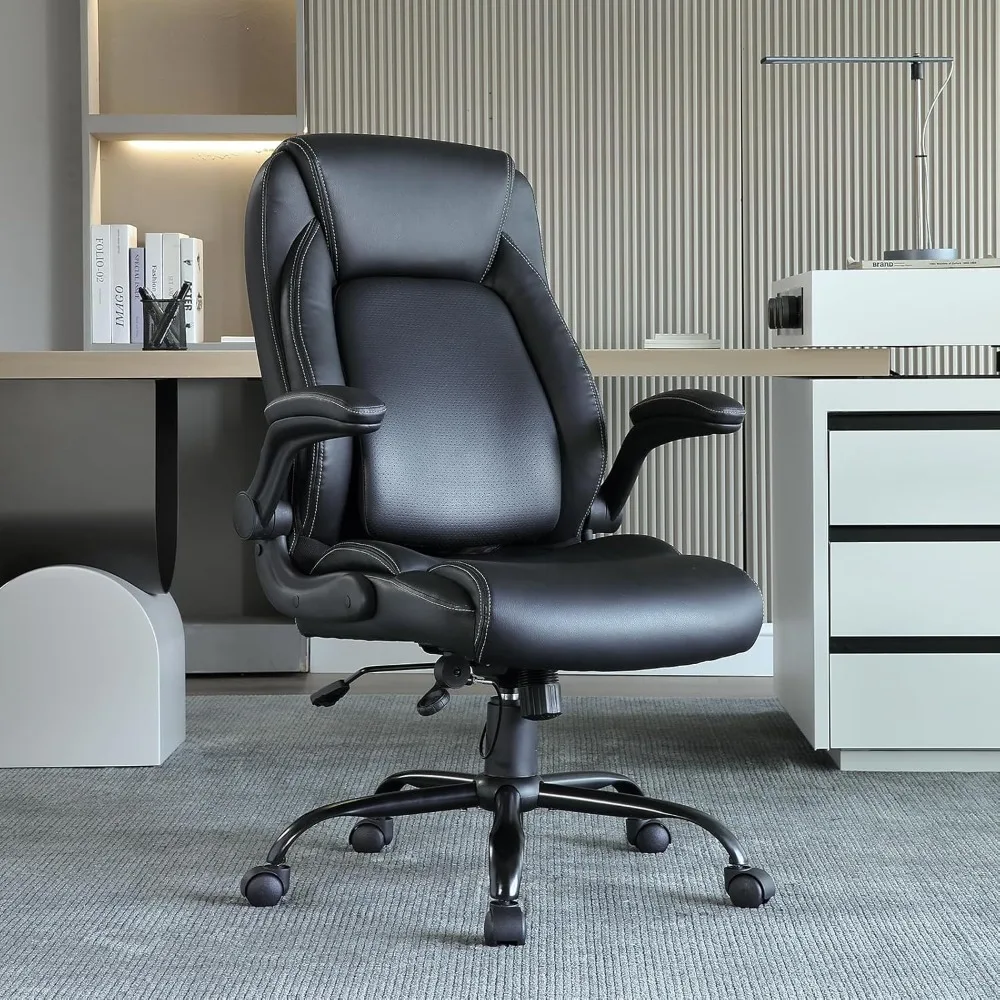 

Executive Office Chair with Cutting-Edge Adjustable Lumbar Support, High Back PU Leather Office Chair Ergonomic for Back Pain