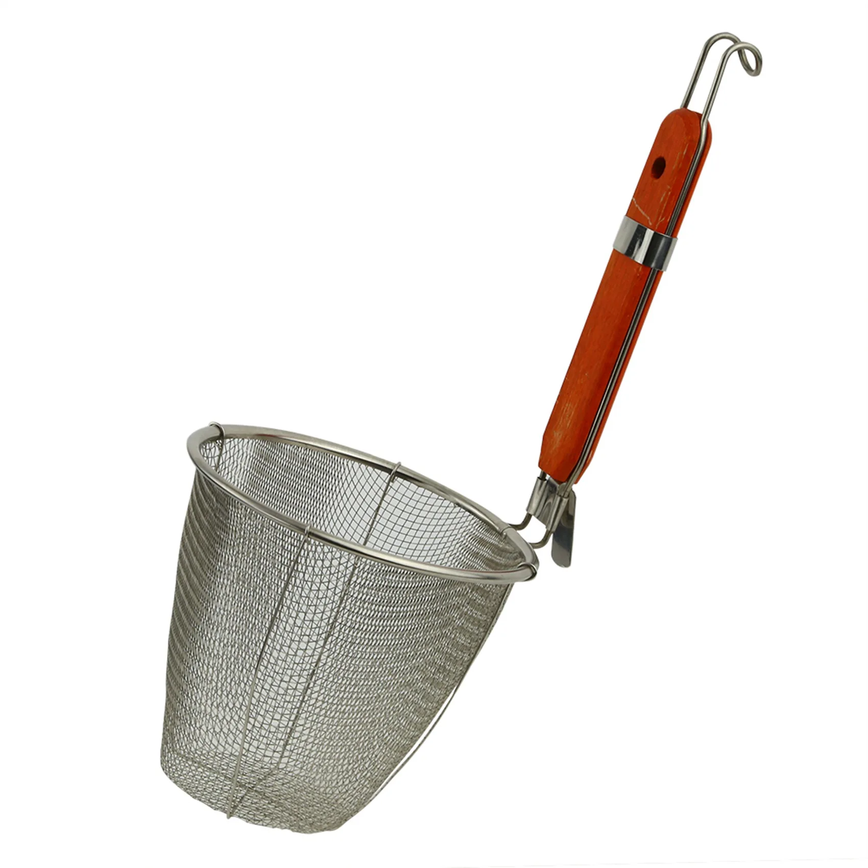 BMBY-2X Wooden Handle Stainless Steel Kitchen Ware Dumplings Noodles Mesh Strainer 5.3 Inch X 4.9 Inch