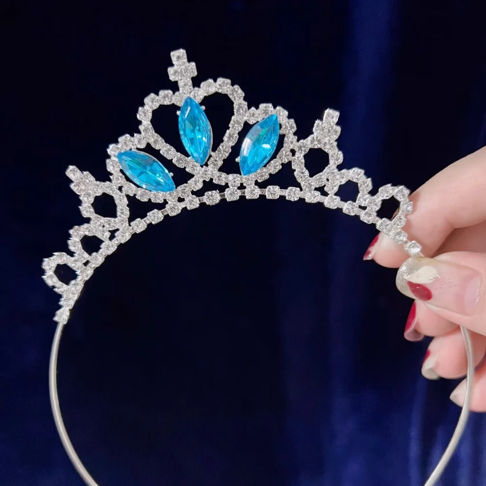 أزياء سبيكة الأميرة عقال للرأس على شكل تاج عيد ميلاد اكسسوارات الشعر مجوهرات الأميرة عقال رباط شعر حجر الراين تيارا