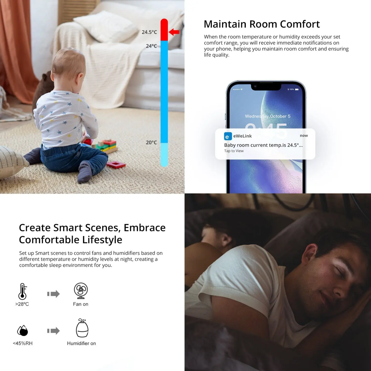 مستشعر Zigbee SONOFF SNZB-02P، مراقبة دقيقة لدرجة حرارة المناخ المنزلي والرطوبة، عمر البطارية لمدة 4 سنوات، يعمل مع مساعد منزلي HA