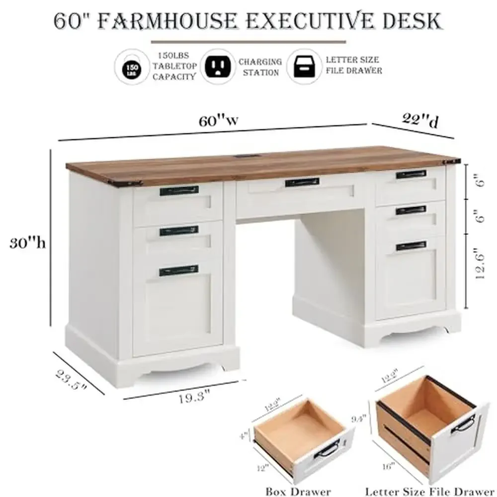 Farmhouse Executive Desk 60