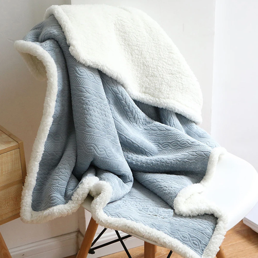 85x120cm Winter Warmth Shawl Blanket Cover Solid Color Flannel Embossed Nap Blanket Multifunctional Decorative Blankets