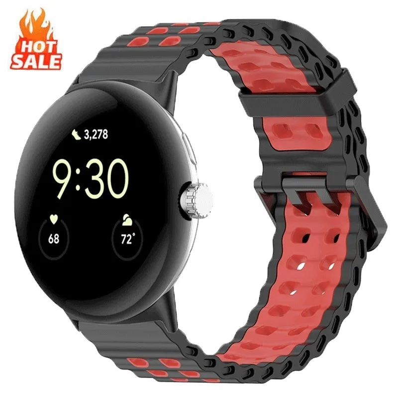 البحرية المحيط الفرقة لساعة جوجل بيكسل 4/3 45 مللي متر نغمتين ديليكون حزام لساعة بكسل 3/4 45 مللي متر تنفس الرياضة سوار #1