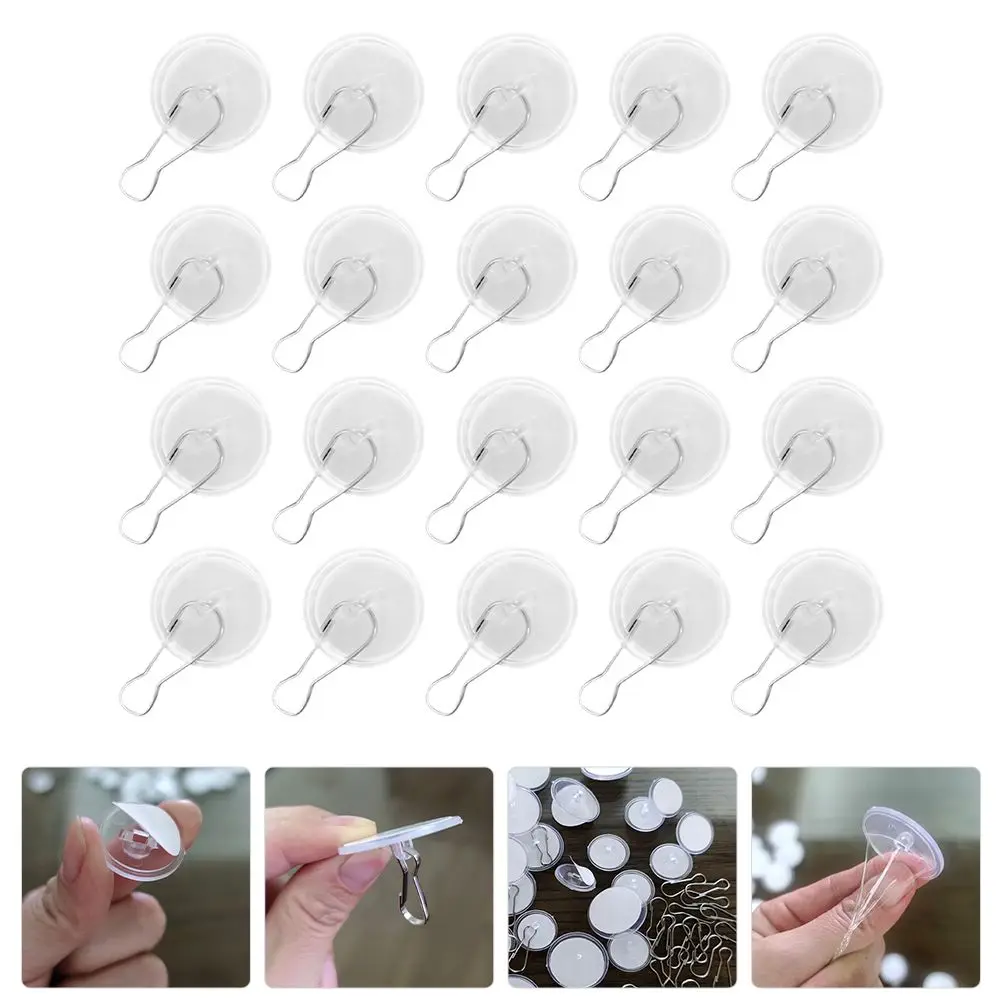 20 Pcs Suction Cup Ceiling Hook Small Hooks Concrete Wall Heavy Removable Outdoor Adhesive Stainless Steel Bookcase Anchor