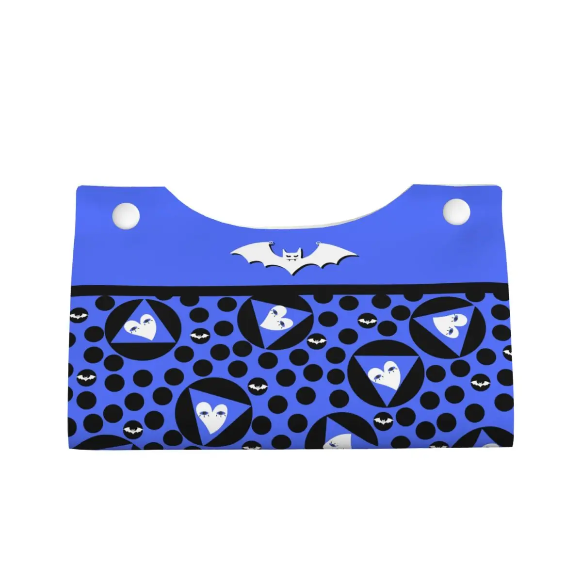Polka Dots And White Bats Hearts Tissue Box Cover Rectangular PU Leather Goth Occult Witch Facial Tissues Holder for Bathroom