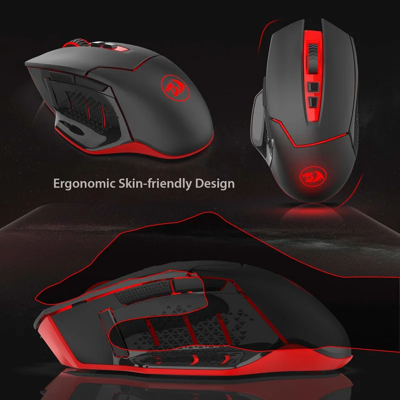 Redragon M690-1 2.4Ghz Wireless Gaming Mouse with DPI Shifting 2 Side Buttons 2400 DPI Ergonomic Design 8 Buttons-Black Mice