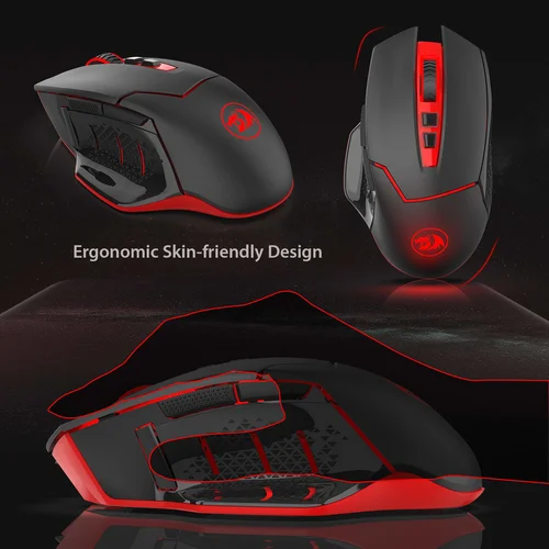 Imagen 2 del producto Redragon-ratón inalámbrico para juegos de 2,4 Ghz, Mouse con cambio de DPI, 2 botones laterales, diseño ergonómico de 2400 DPI, 8 botones, color negro, M690-1