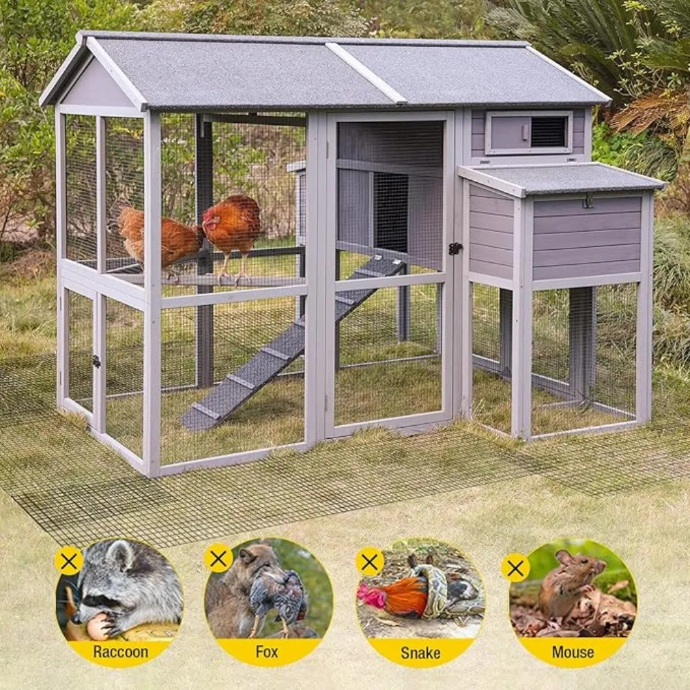 

75.7" Extra Large Chicken Coop with Run Multi-Levels Poultry Cage with Large Nesting Box, Cages for 6-10 Chickens,