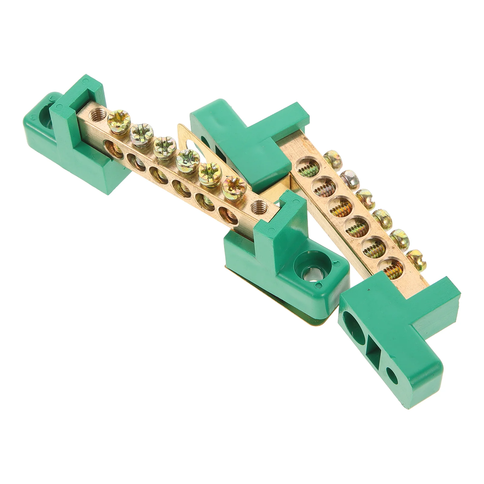 2 Pcs Copper Terminal Block 6 Positions Ground Bar Kit Electrical Grounding Bars for Distribution Box Heavy Duty Stable