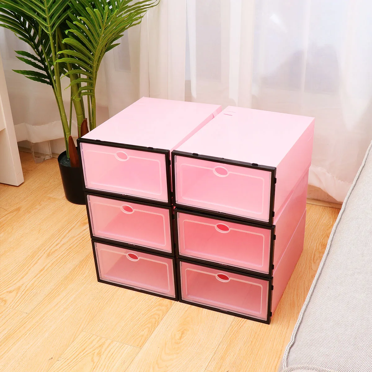 

6pcs Stackable Shoes Storage Box Clear Door Organizer Closet Racks Shoe Shoes Storage Bin Bin Container