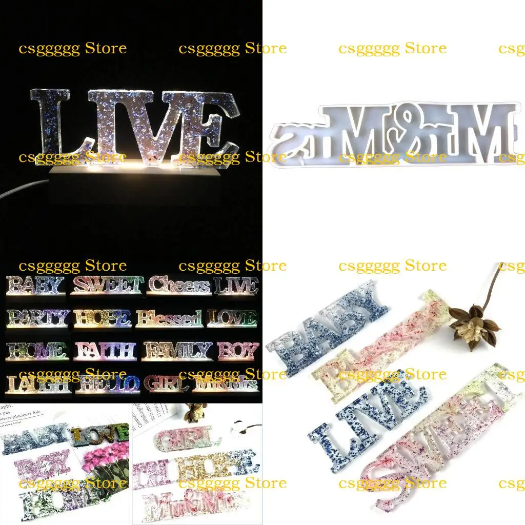 

9HJK Resin Word Mold Unique Design Sign Mold Beautiful Cast Epoxy Resin Mold DIY