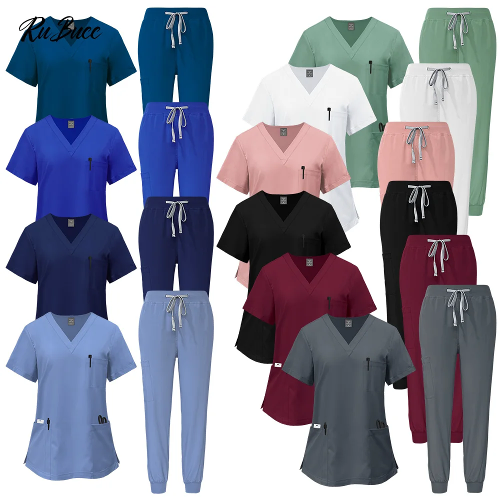 Nursing Scrub Work Clothes Multicolor Medical Uniform Pharmacist Workwear Pet Clinic Veterinary Nurse Workwear Surgery Scrub Set