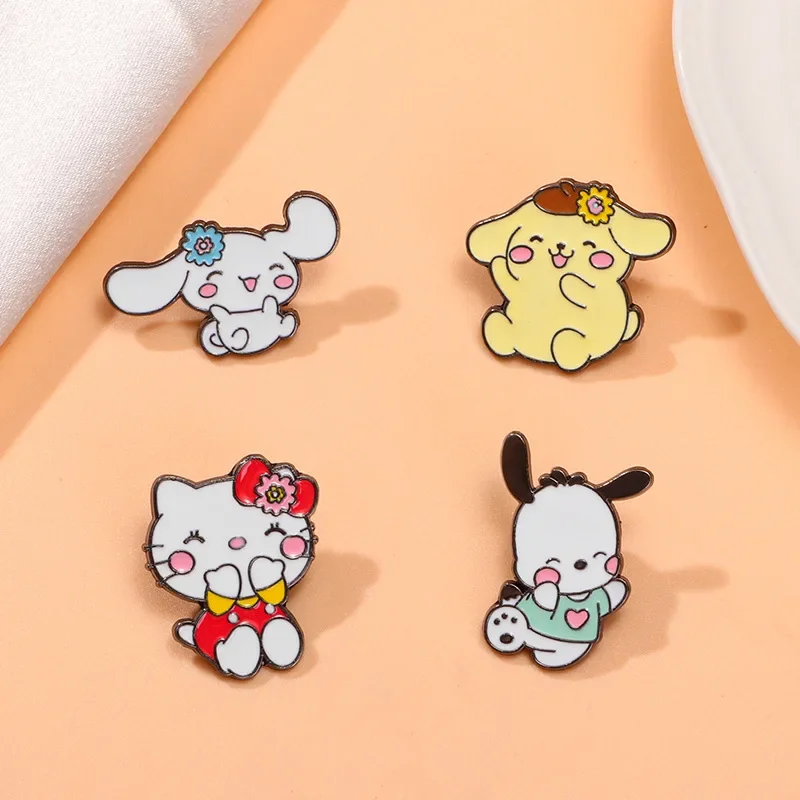 

1pcs Hello Kitty Button Brooch Cute Pochacco Cinnamoroll Enamel Lapel Pin Metal Anime Badge Backpack Clothing Jewelry Gift