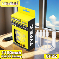 (USB-9V*4+cable*1) LiitoKala High Capacity USB Battery 9V 1100mAh Li-ion Battery For Toys Remote Control Dropshipping