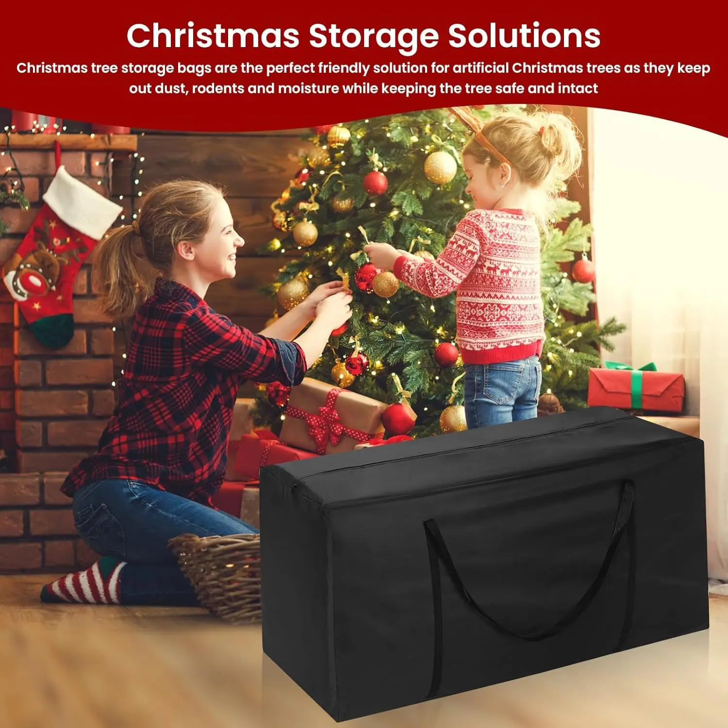حقيبة تخزين شجرة عيد الميلاد، تناسب أشجار صناعية تصل إلى 12 قدمًا، أكياس تخزين كبيرة جدًا مقاومة للماء مع مقابض وسحابات مزدوجة