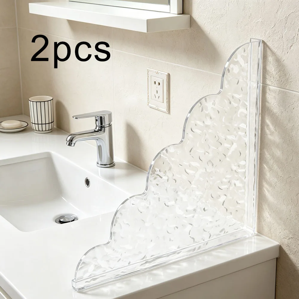 Waterproof Shower Spatter Guard 22x19cm 2 Piece Set Self-Stick Corner Protector for Acrylic Shower Enclosures and Tubs