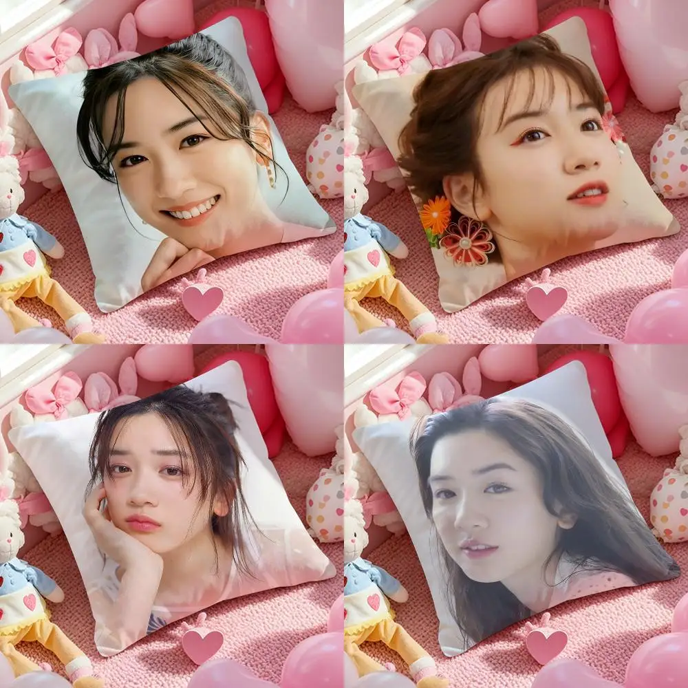 Mei Nagano Actor Cushion Cover Anti-dustmite Pillowcase Invisible zipper silky short plush Sofa cushion cover