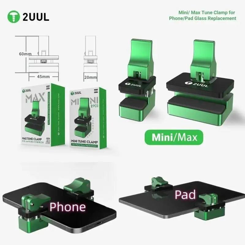 2UUL Quick Hold Fixture Mini/Max Tune Clamp Adjustable Pressure Tool for Phone Pad Tablet Glass Screen Replacement Repair Kits