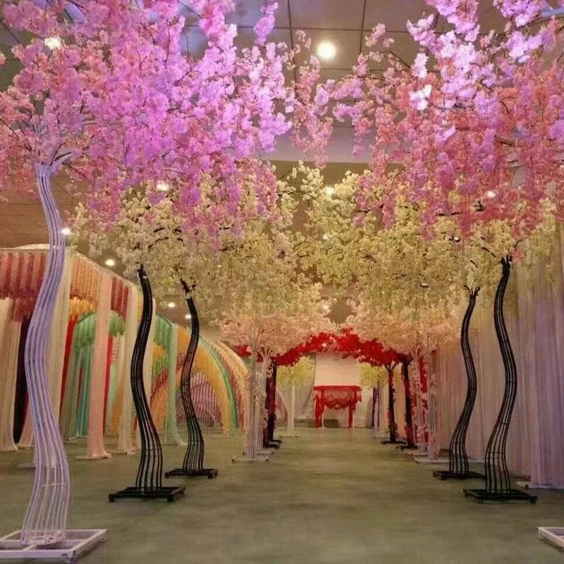 

2.6M Height silk Artificial Cherry Blossom Tree road lead Simulation Cherry Flower with Iron Arch Frame For Wedding event Decor