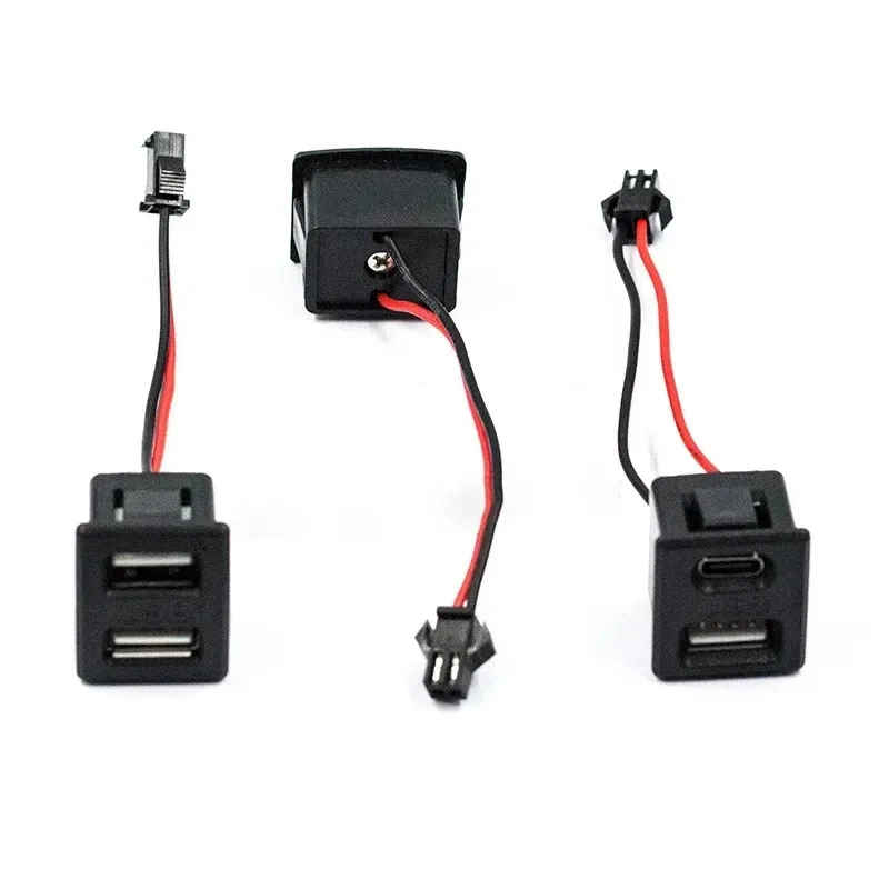 1 pcs of black double-layer USB Type-C female socket charging socket with cable connector